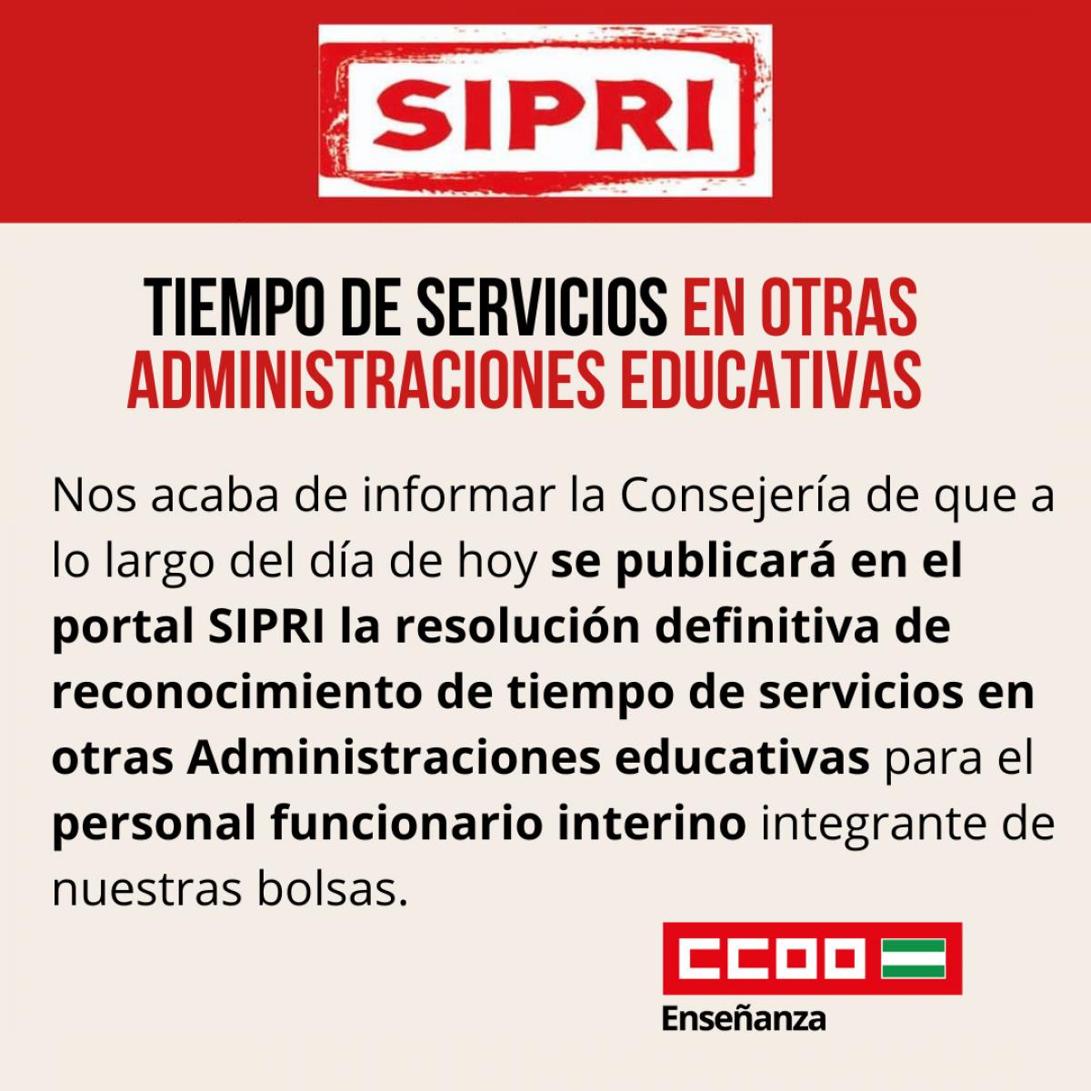 SIPRI 13 enero 2025. Servicios prestados en otras CCAA