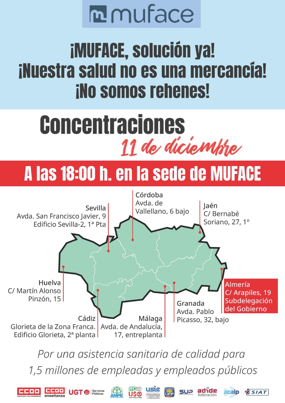 Concentraciones provinciales en las sedes de MUFACE.