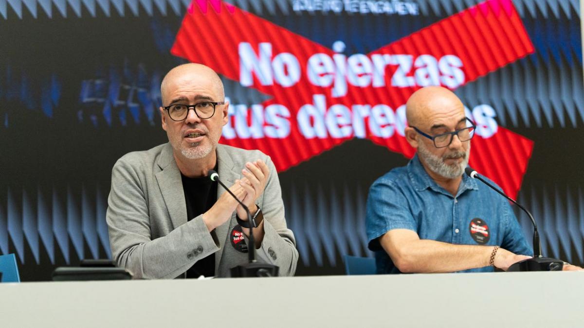 Unai Sordo y Mariano Sanz en la presentación de la campaña, "No ejerzas tus derechos".