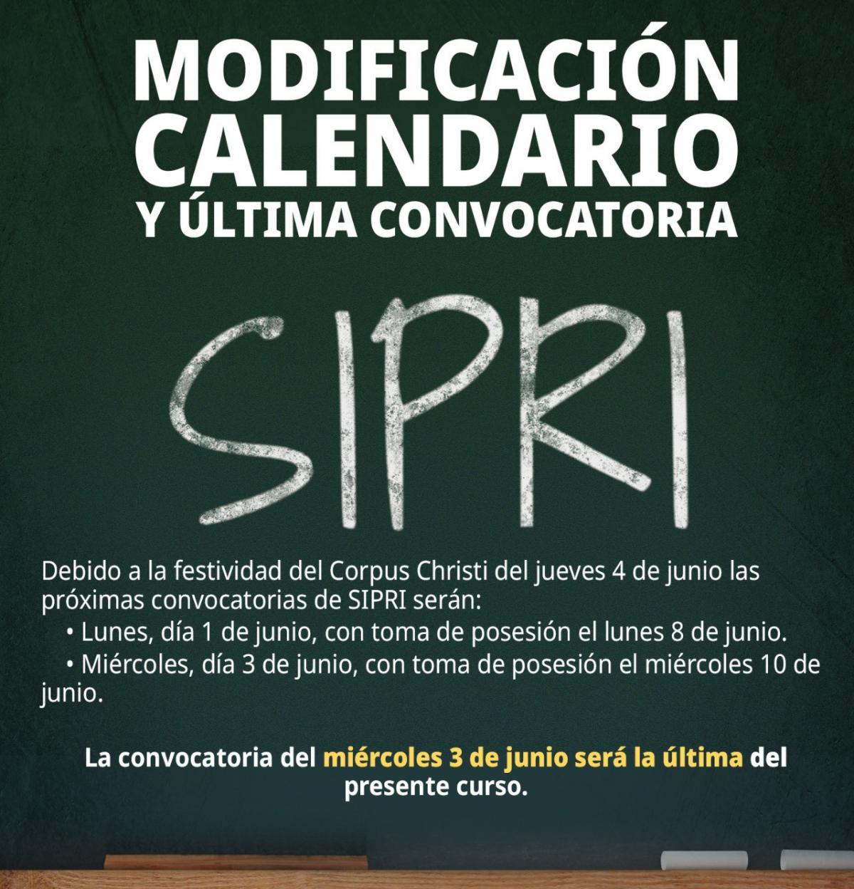 Sipri última convocatoria