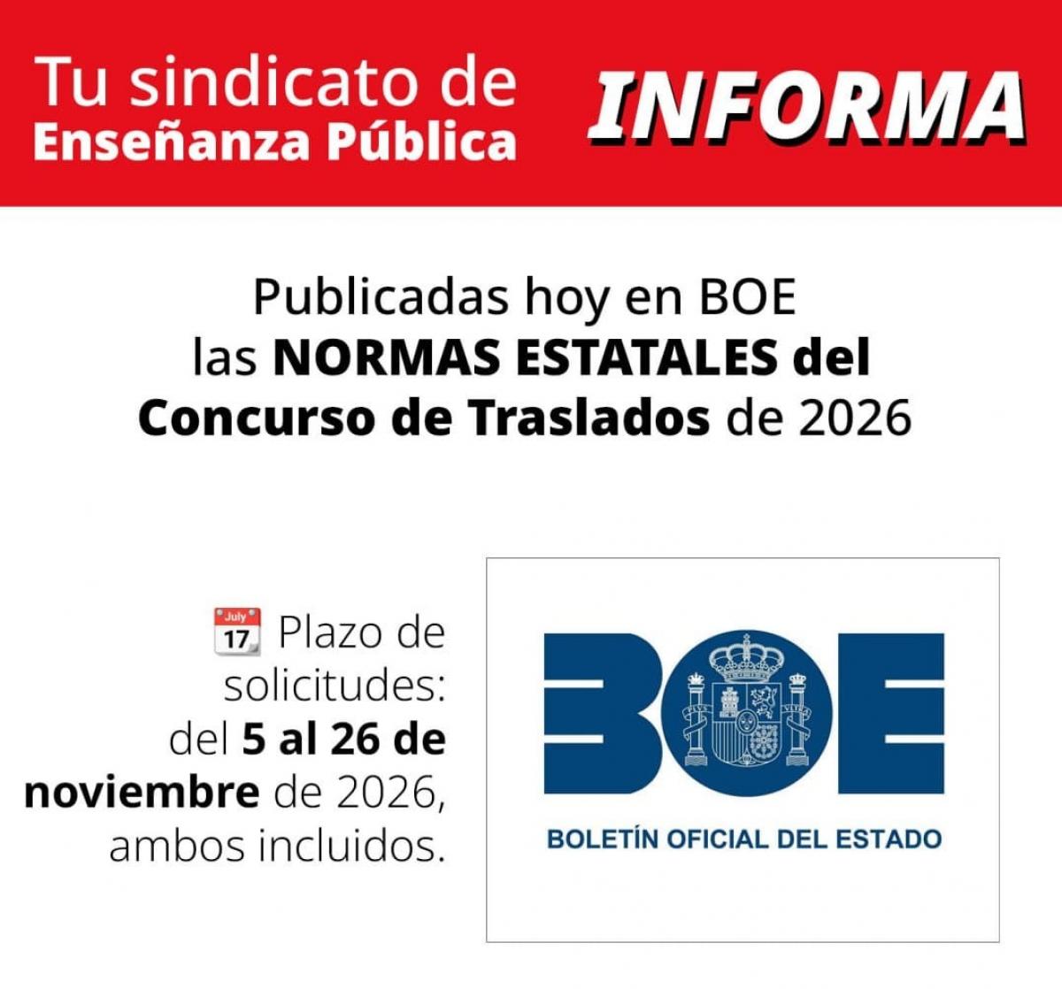 Concurso traslados 2026-27
