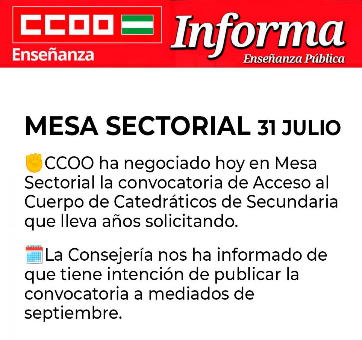 Mesa sectorial 31 julio