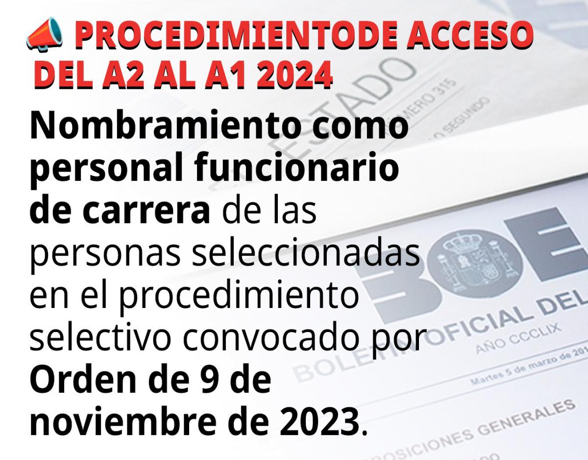 Procedimiento acceso A2-A1. Nombramiento personal funcionario