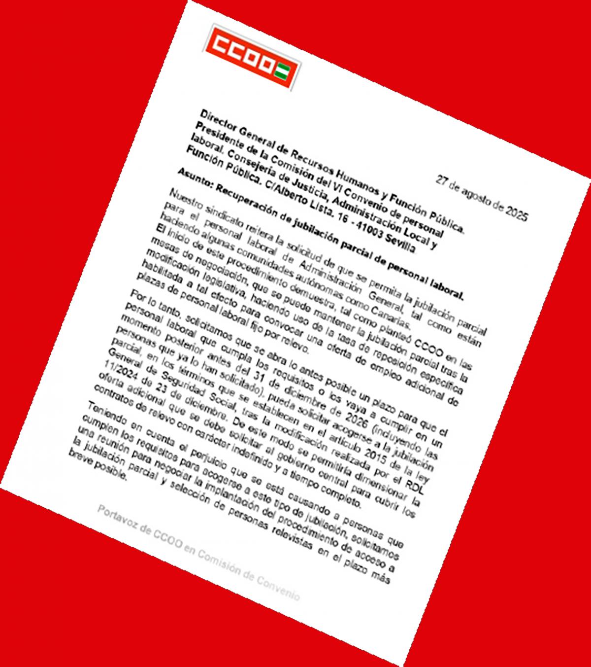 Escrito remitido a la Junta de Andaluca