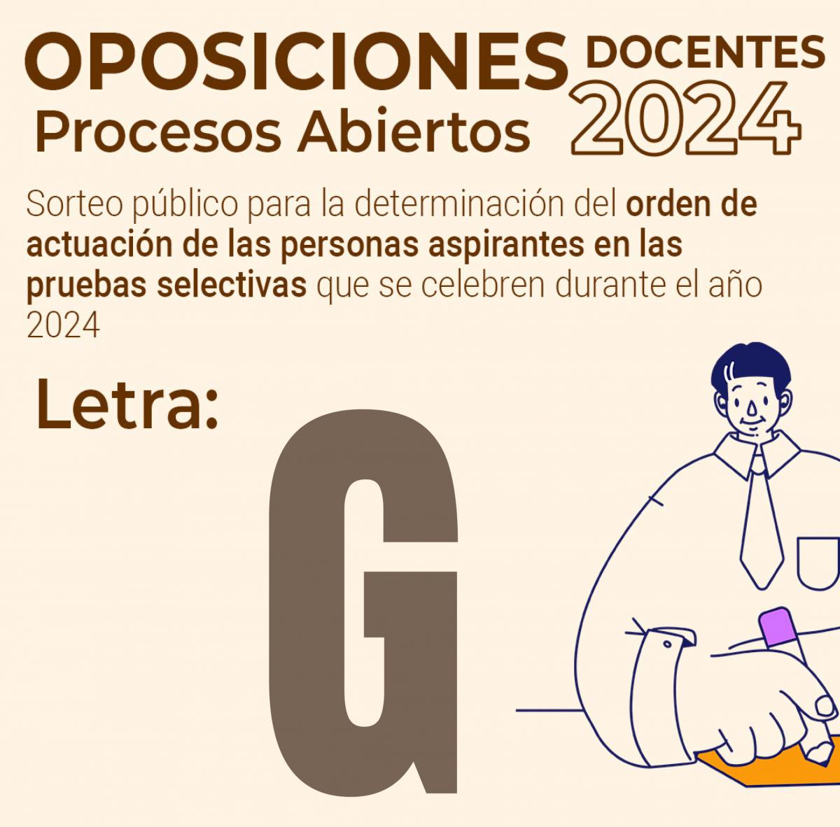 Letra para los procesos abiertos de oposiciones docentes en 2024